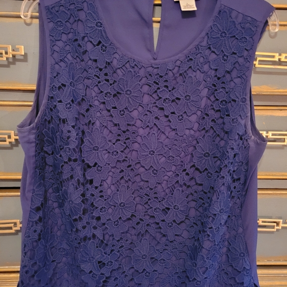 Liz Claiborne 2 PC sleeveless suit, lace overlay, sz. 14, navy - Picture 6 of 10